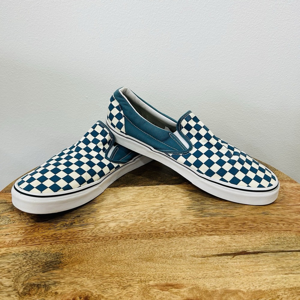 Vans Classic Slip Checkerboard Blue Coral Men's Size 13 Sneaker Shoe Skate Surf